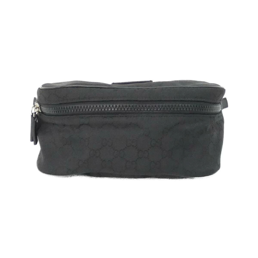 Gucci monogram canvas belt bag black leather